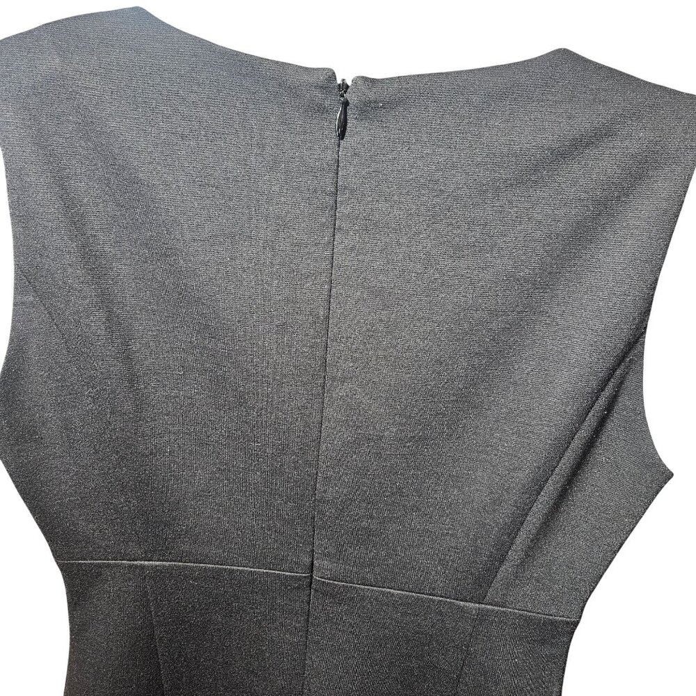 Tahari Petite Black Sleeveless Sheath Dress With Satin Lining & Deep V-Neckline - Picture 5 of 5